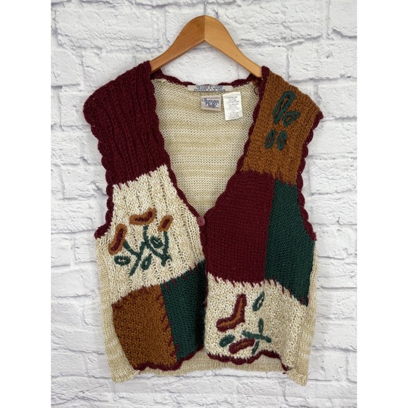Huntington Ridge Jackets & Blazers - Vintage 90's Huntington Ridge Hand  Knit Vest Womens M  Grandmacore Cottagecore